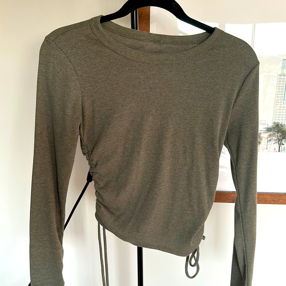 Muted Olive Green Top w/ Side Ties